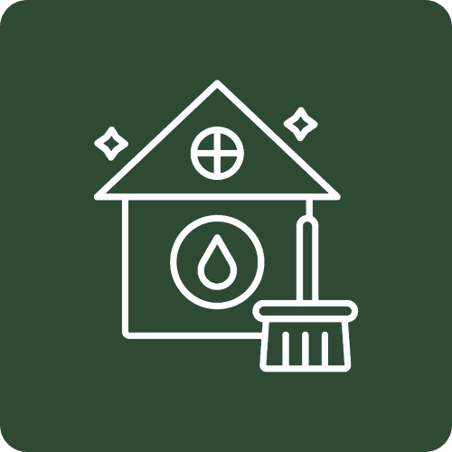Home cleaning icon with broom and water drop