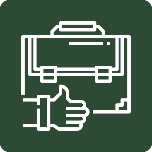 Briefcase with thumbs-up icon