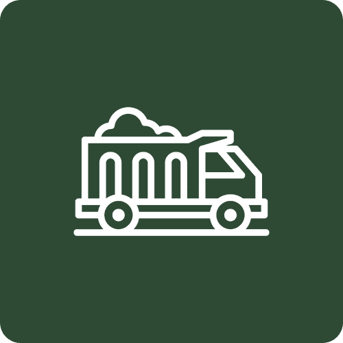 Dump truck icon carrying a load