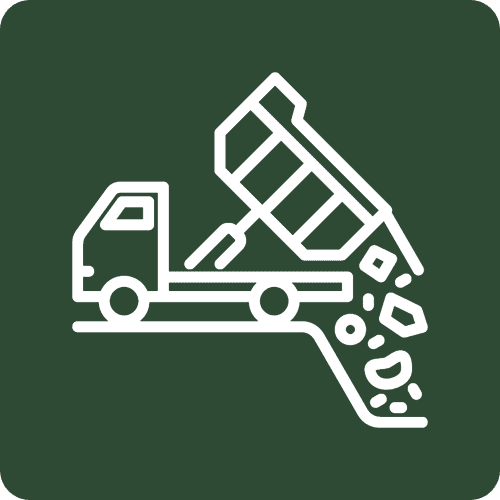 Dump truck unloading rocks construction icon