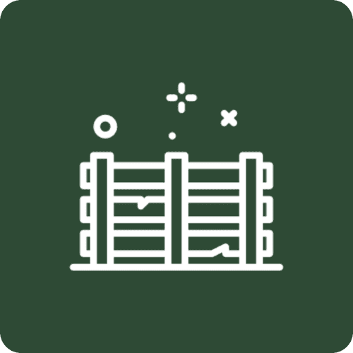 White wooden fence icon on green background
