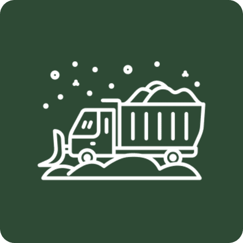 Snow removal truck clearing snowy road icon