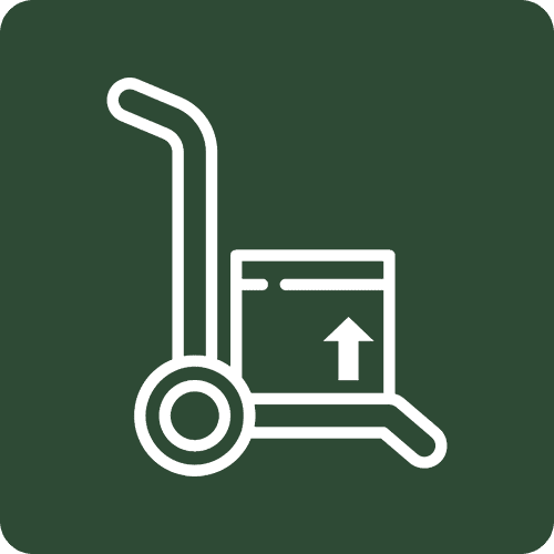 Hand truck with box and up arrow