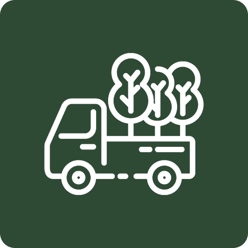 Pickup truck carrying trees icon