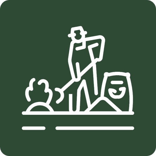 Gardener digging soil with shovel icon