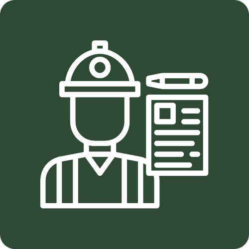 Construction worker icon with checklist and pencil