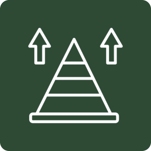 Pyramid with two upward arrows