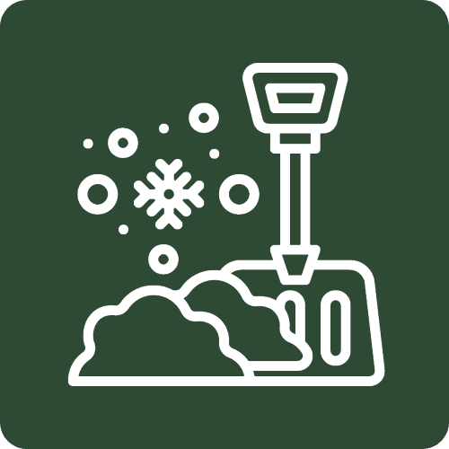 Snow shovel and piled snow
