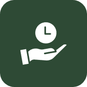 White hand holding clock icon