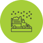 Dump truck icon with falling debris