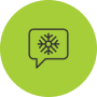 Green circle with snowflake speech bubble