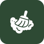 Icon of a broom clearing dust