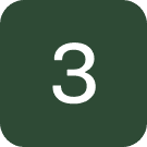 White number three on dark green square