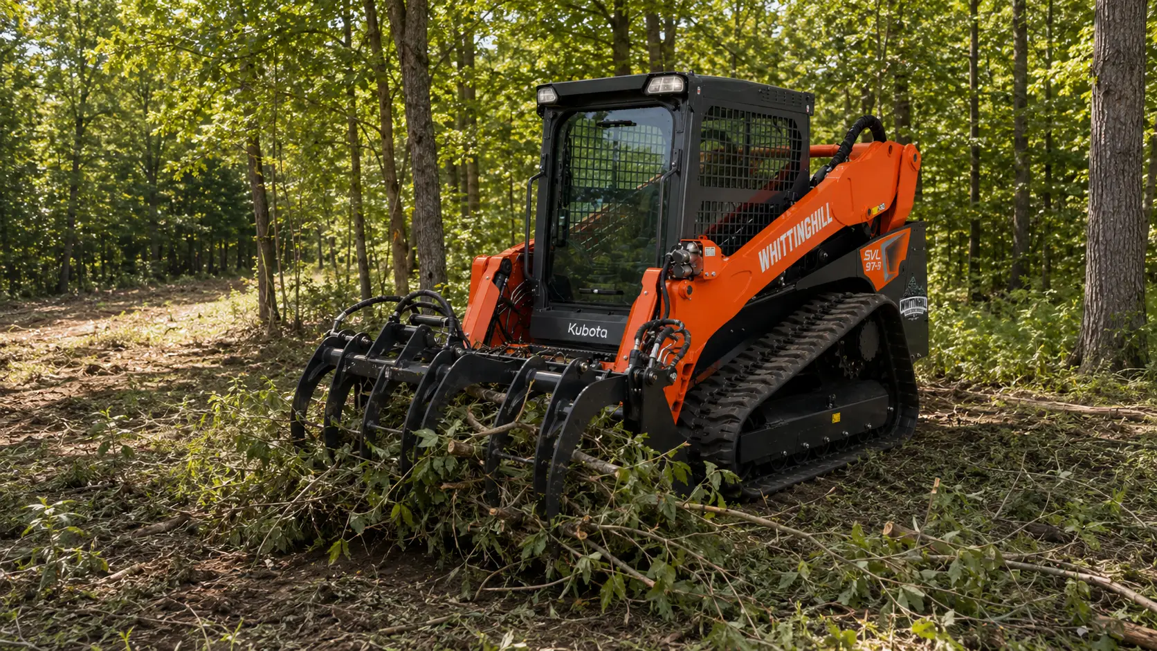 Heavy equipment works in wooded area