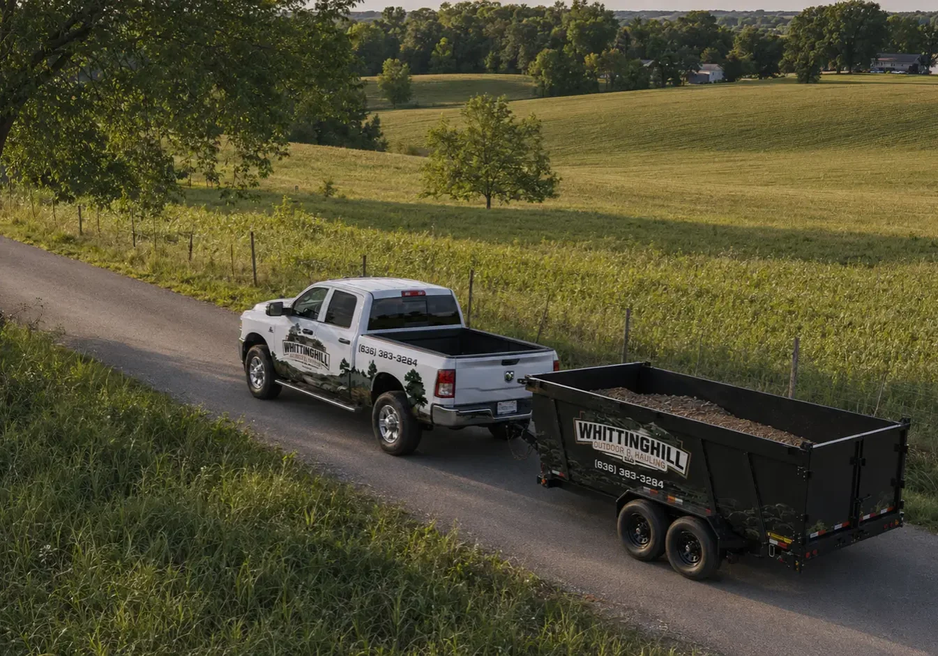 Whittinghill truck with loaded dump trailer