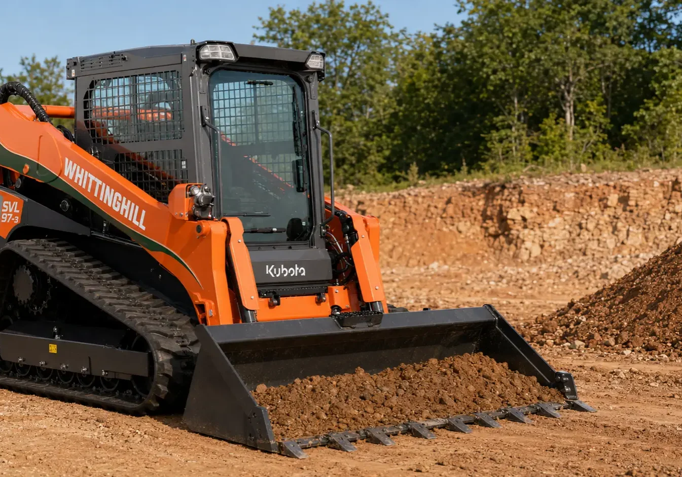 Heavy equipment with dirt bucket